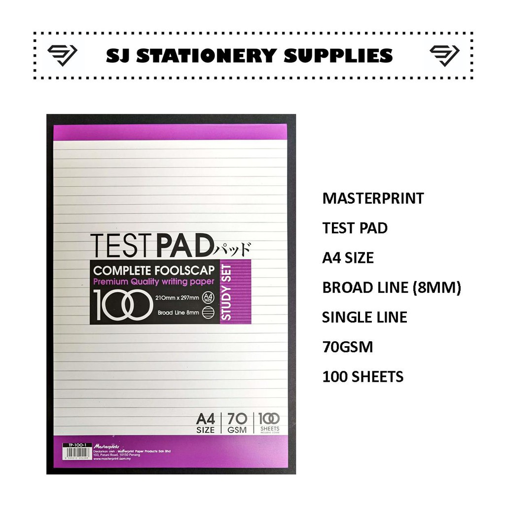 MASTERPRINT TEST PAD 70GSM (70 SHEETS / 100 SHEETS) | Shopee Malaysia