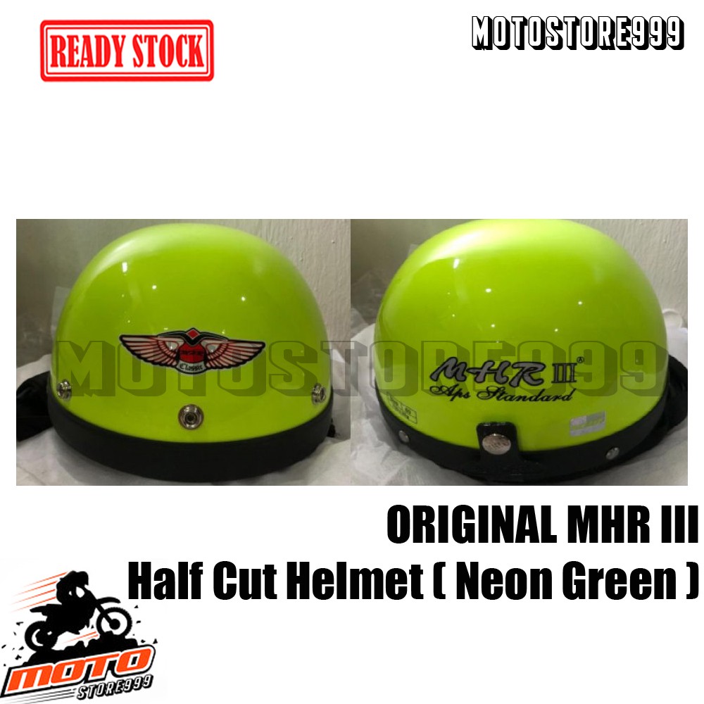 ORIGINAL MHR III Half Cut Helmet Tinted Visor (Neon Green) READY