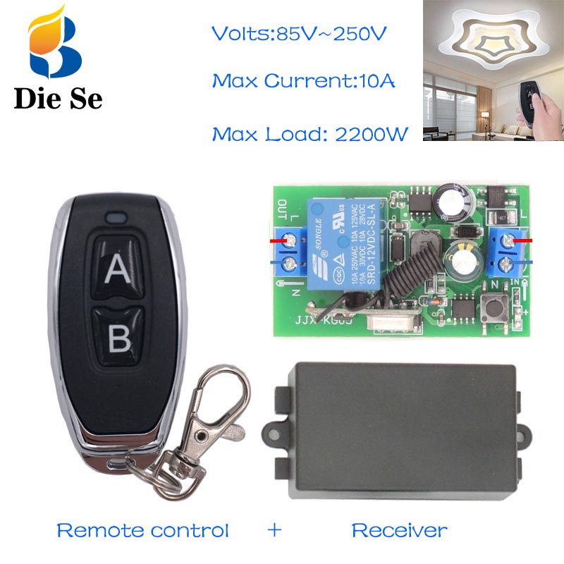 Lighting Remote Control Switch 110V 220V 2200W 433Mhz Rf Switch Relay ...