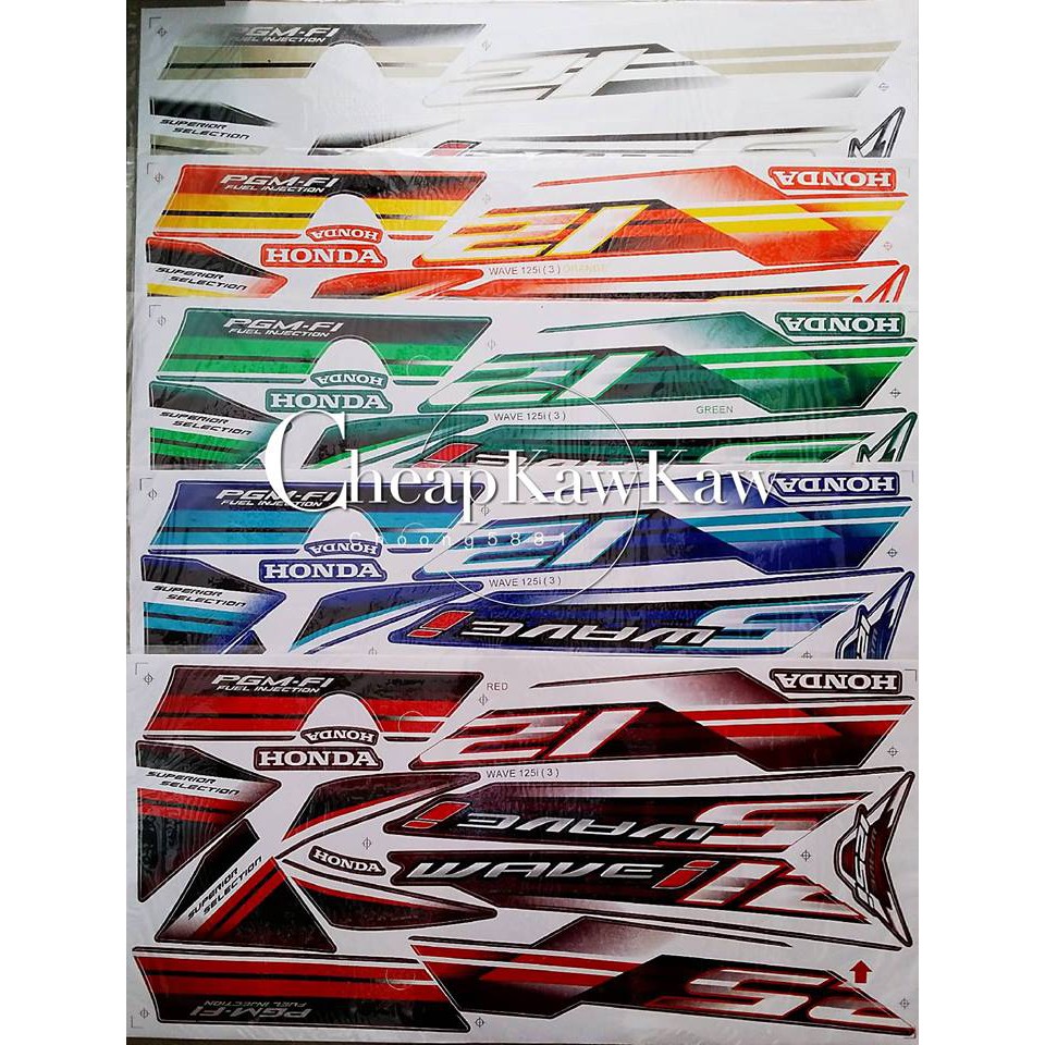 WAVE 125 S / W125 i Thailand Siam (3) Body Cover Set Stripe Sticker ...