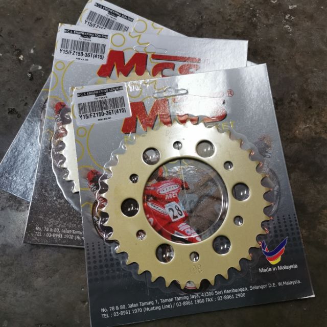 Mcs sprocket 415 gold Y15/fz150 | Shopee Malaysia