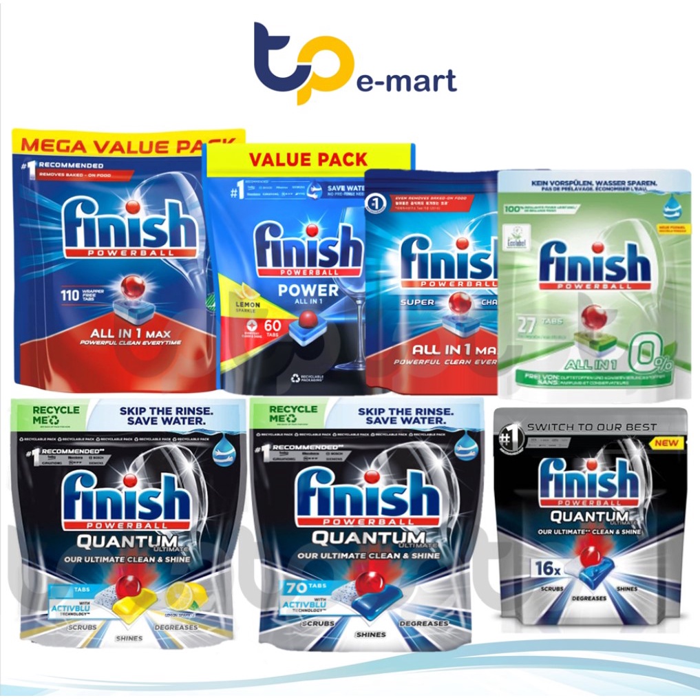 Finish All in One Max / Essential / Quantum / 0% Powerball Dishwasher ...