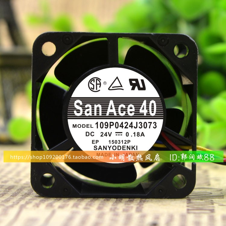Ventola Di Raffreddamento SANYO 109P0424J3073 - 40x28mm, 24V, 0.18A, 3 Pin - Nuova