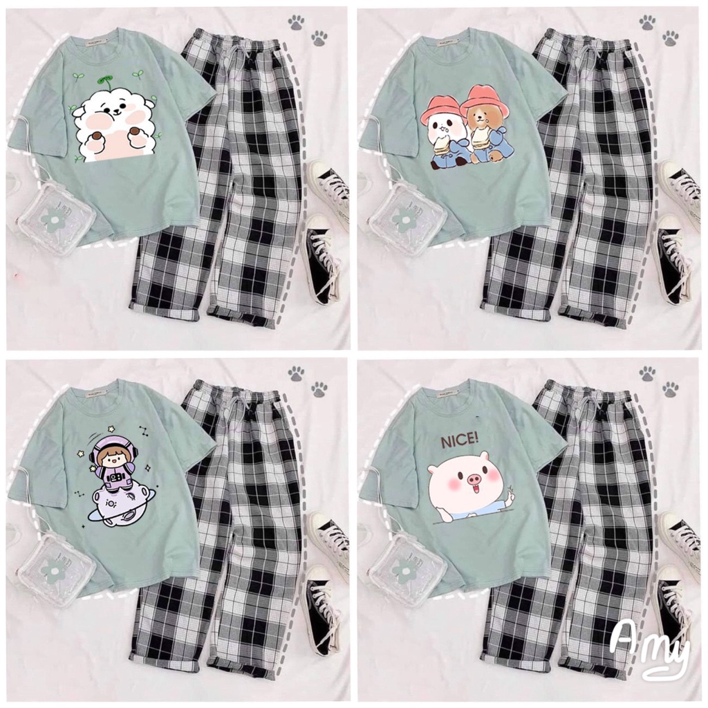 Lightning Blue TShirt With Beautiful Prints + karo Pants, Men'S And