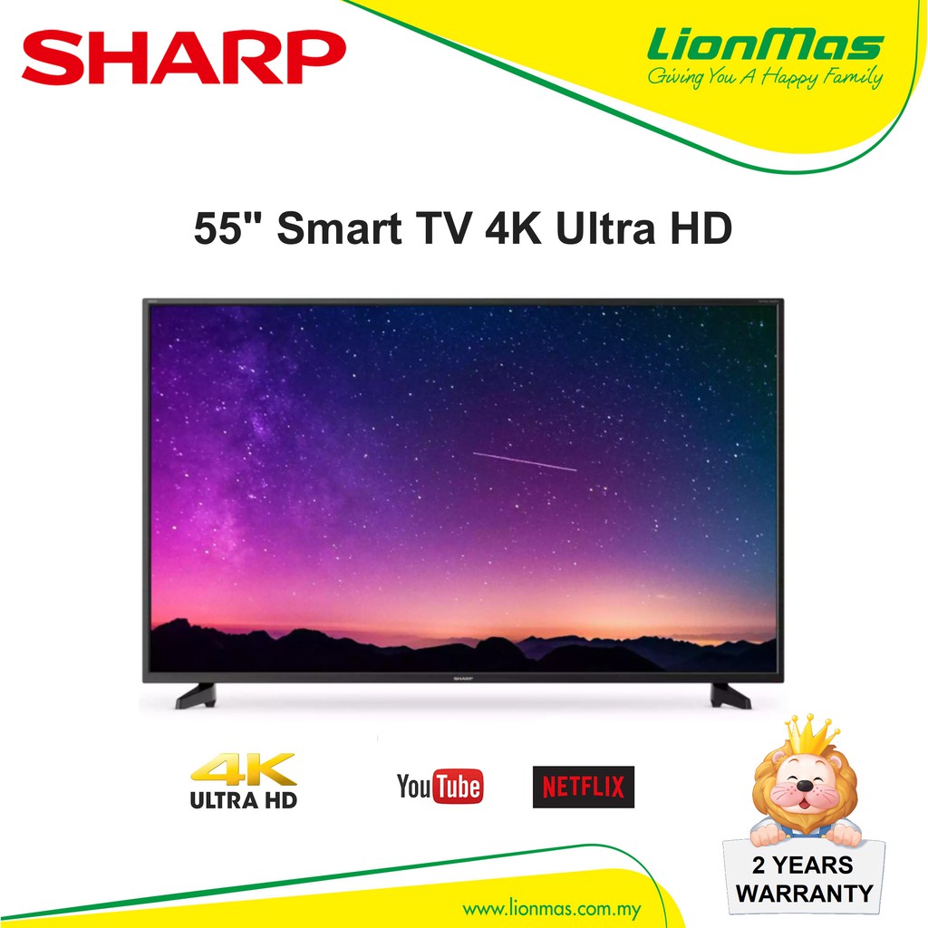 Sharp 55" 4K UHD Smart LED TV 4TC55EJ2X Shopee Malaysia