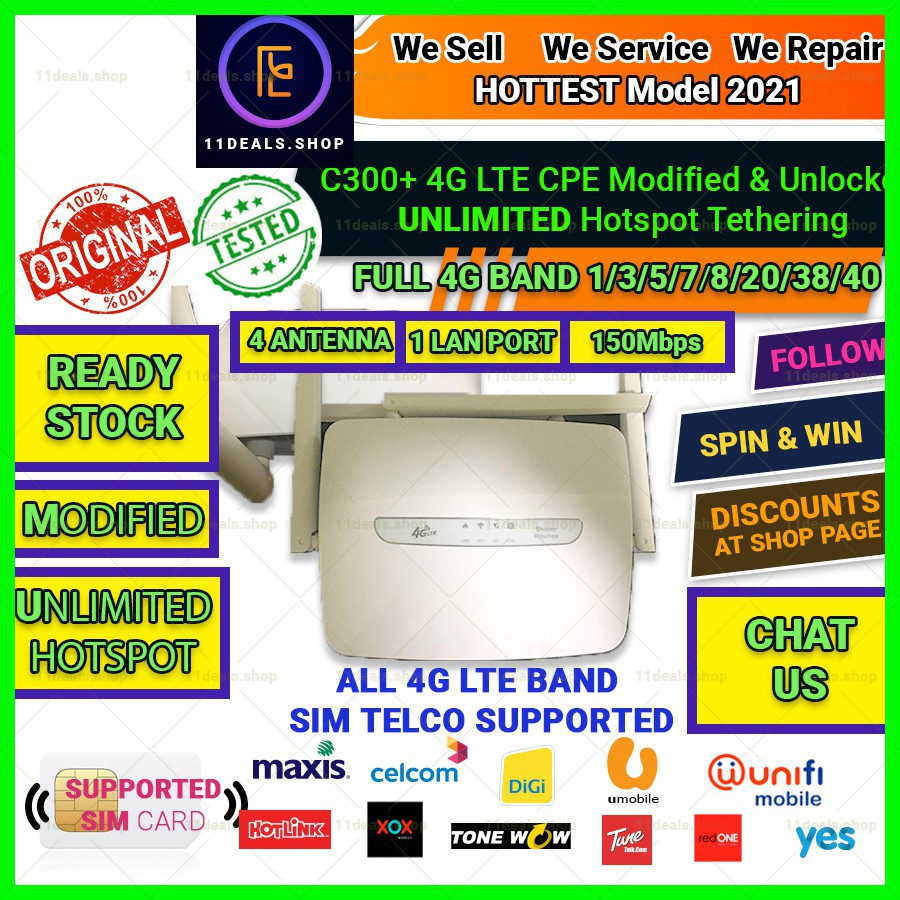 ♣2021 New Modified Modem Unlimited hotspot 4G CP101 / RS980 RS860 C300 ...