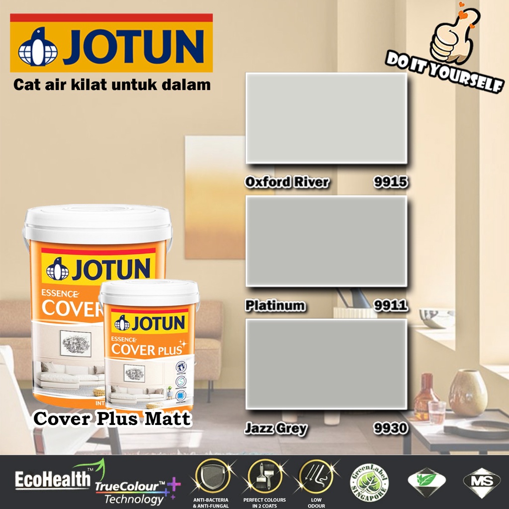 Jotun Essence Cover Plus Interior Matt 1 Liter Oxford River 9915 Platinum 9911 Jazz Grey 9585