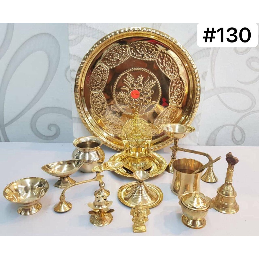 15 Pcs Of Brass / Vengalam Pooja Set | Shopee Malaysia