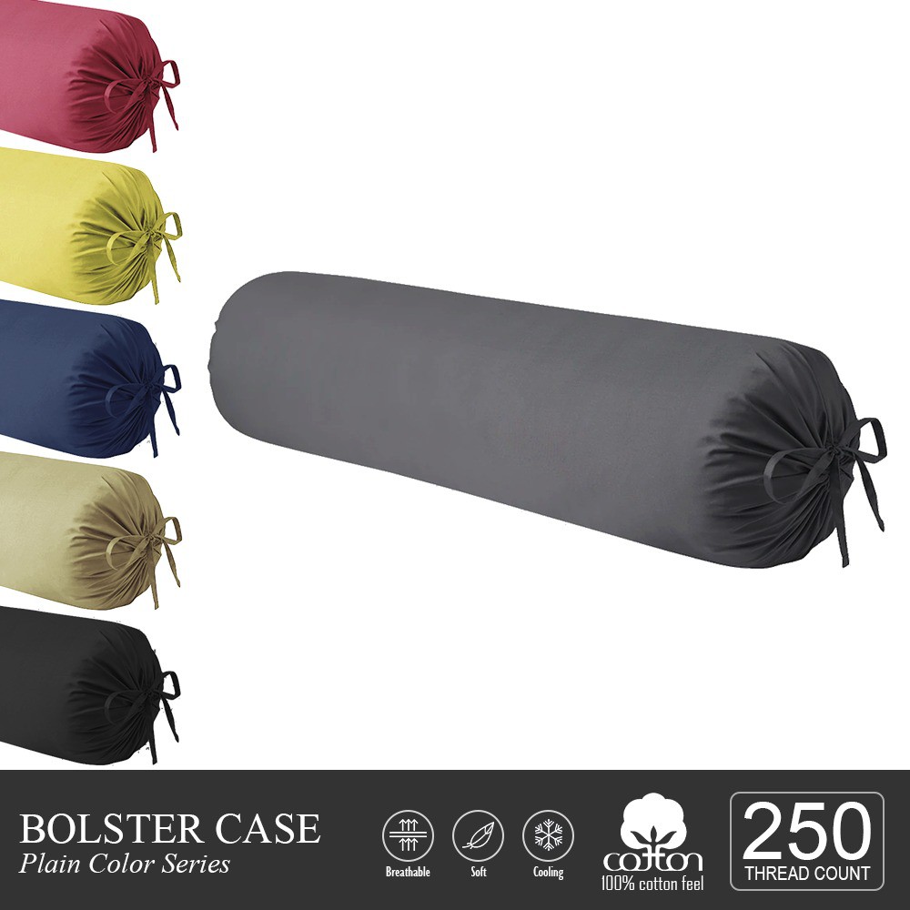 Premium Cotton Bolster Cover Multiple Plain Colours Pillow Bolster Case