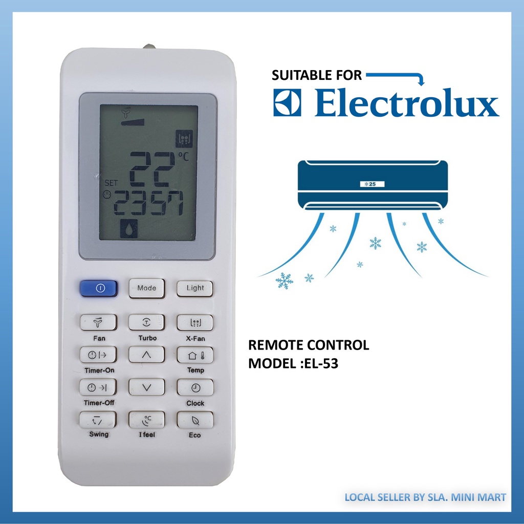 ELECTROLUX AIRCONDITIONER REMOTE CONTROL EL53 (ELECTROLUX REPLACEMENT