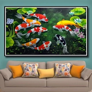 5d Diy Diamond Painting Koi Fish Feng Shui Carp Lotus Pond Pictures Full  Drill Diamond Embroidery Mosaic Big Size Decor -  UK