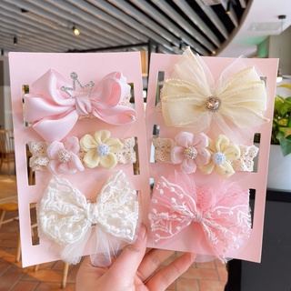 3Pcs/Set Sweet Crown Bow Baby Headbands For Girls Lace Flower