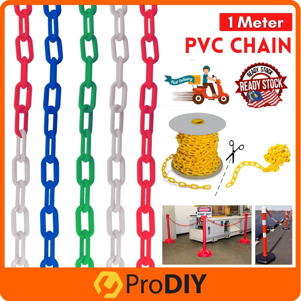 1 METER Plastic Chain 6mm Width for Safety Road Cone PVC Chain Gate ...