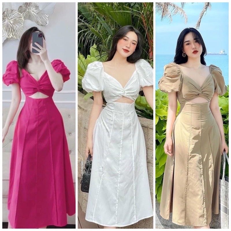 3-color cut-out twist midi dress (with real pictures) | Shopee Malaysia