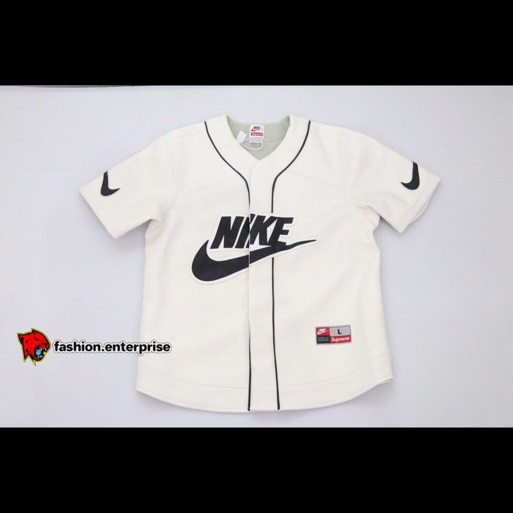 Supreme Nike Leather Baseball Jersey WhiteSupreme Nike Leather