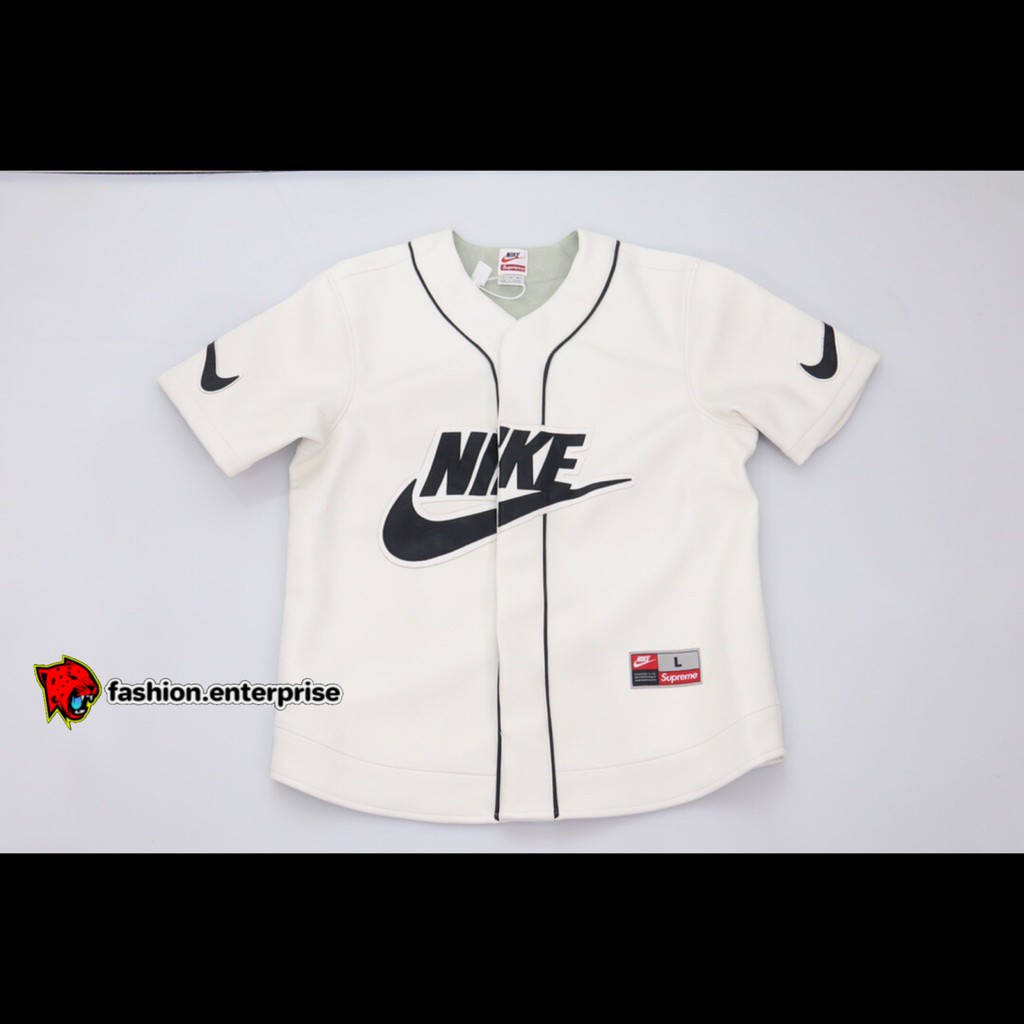 Supreme Nike Leather Baseball Jersey Red