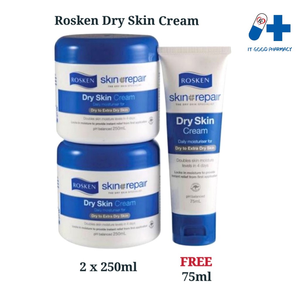 Rosken Skin Repair Dry Skin Cream (250ml/ 2x250ml FOC 75ml) | Shopee ...