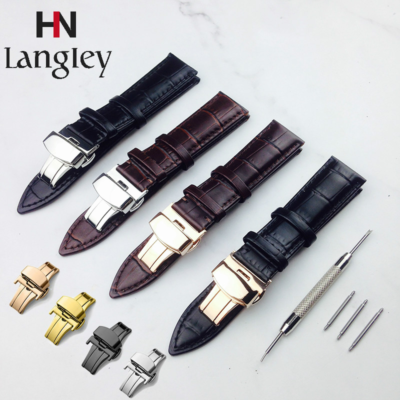 18mm 19mm 20mm 21mm 22mm Watchband Bamboo Soft Calf Genuine Leather ...