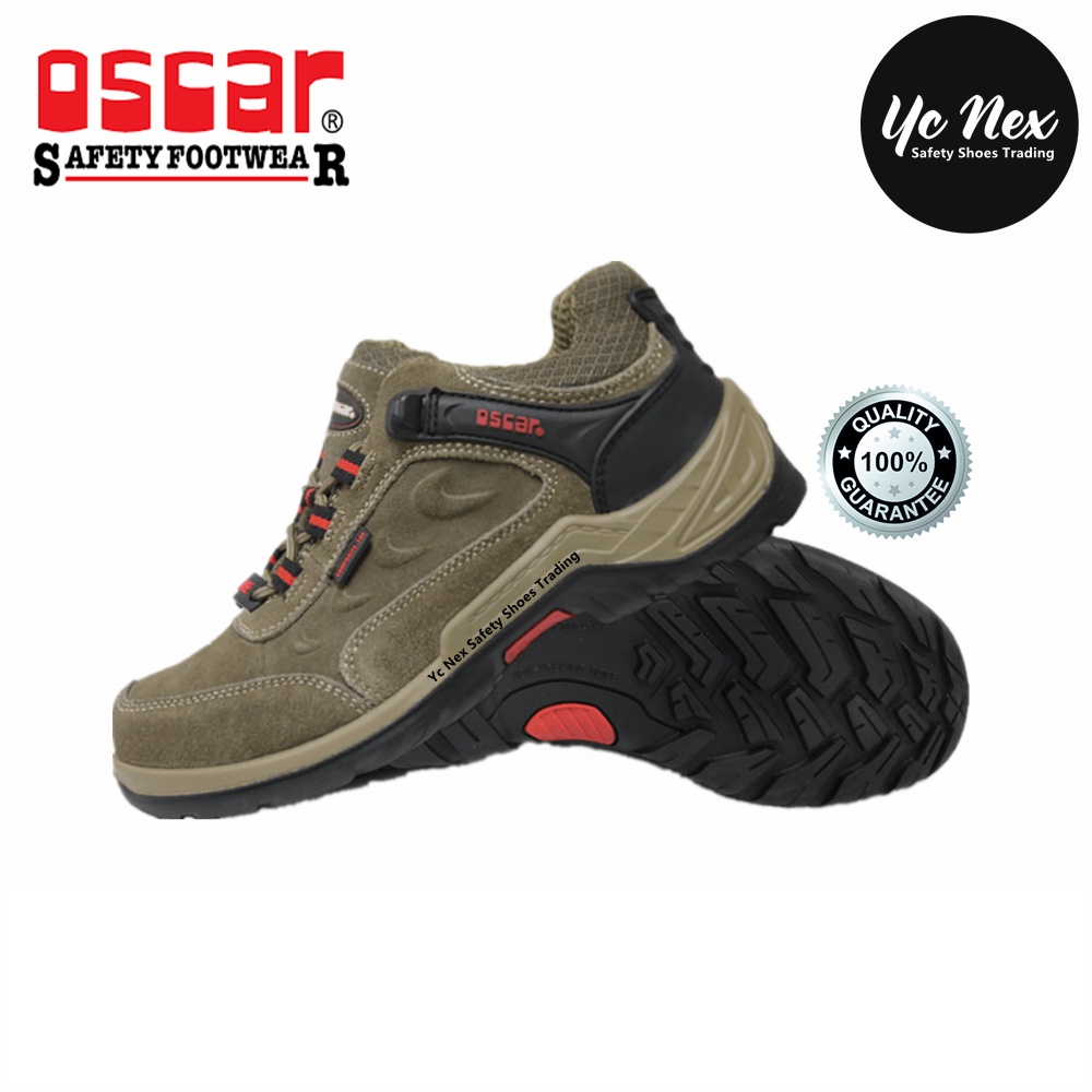 Safety Shoes Oscar Safety Shoes Explorer 172 Olive Lace Up Low Cut Shoes