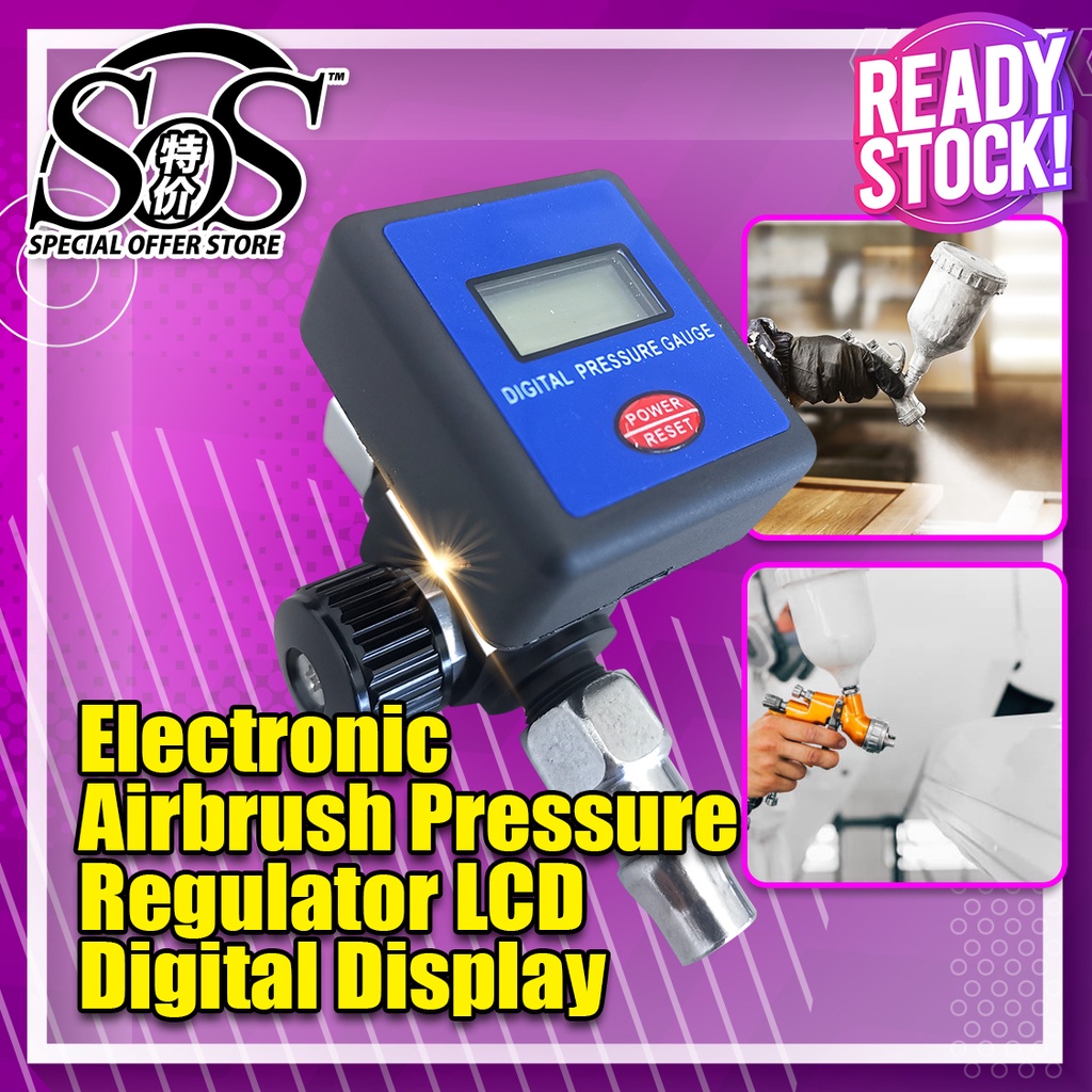 Spray Gun Electronic Airbrush Pressure Regulator LCD Digital Pressure