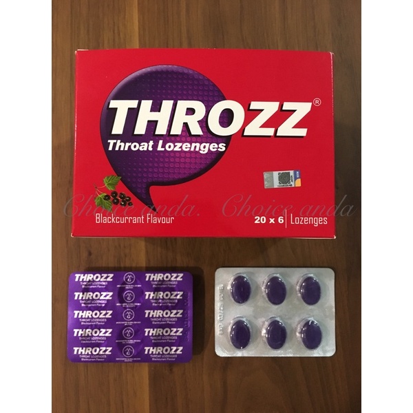 THROZZ Throat Lozenges Blackcurrant Flavour ( 1 strip of 6 lozenges
