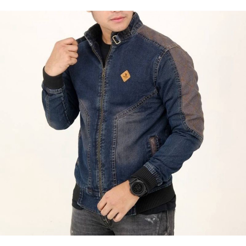 Men's Jeans Jacket Original The Berry Logo Mofit Leather | Shopee Malaysia