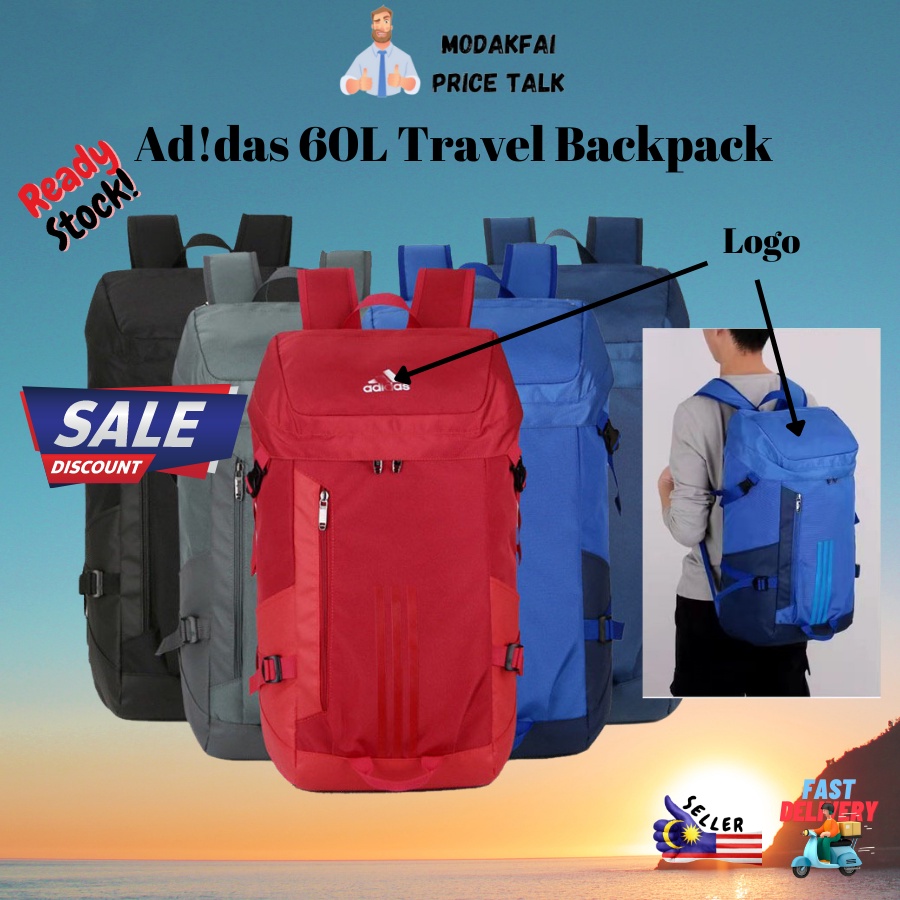 Ad!das 60L Travel Backpack School Outdoor Sport Overnight Bagpack ...