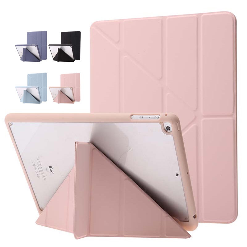 With Built-in Pen Holder Back Transparent Shockproof Auto Wake Ipad Cover  (pink 11 Inch)