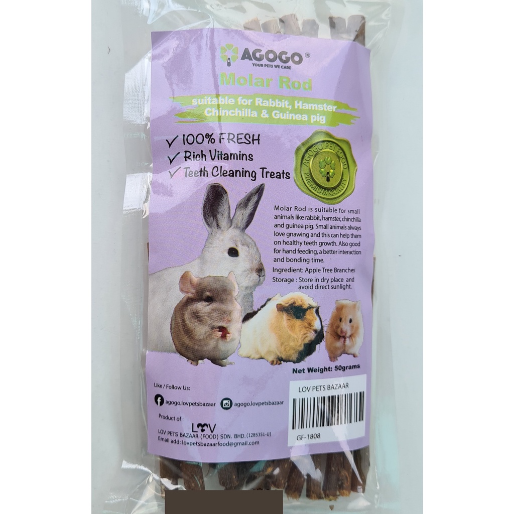 Agogo Molar Rod 50gram Rabbit Hamster ChinChilla Guinea Pig Teeth Bite ...