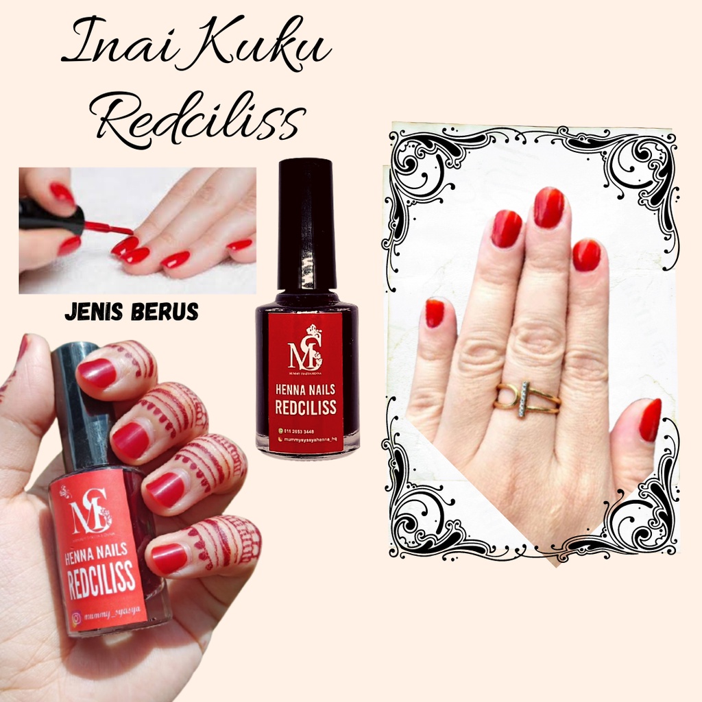 Inai Kuku Merah Henna Nails Redciliss Inai Tangan Wanita Tunang Nikah ...