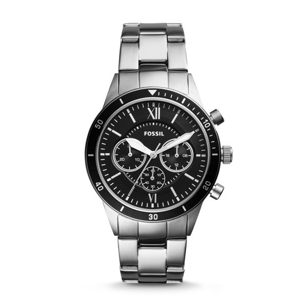 Original Fossil Flynn Sport Chronograph Silver Stainless Steel Watch ...