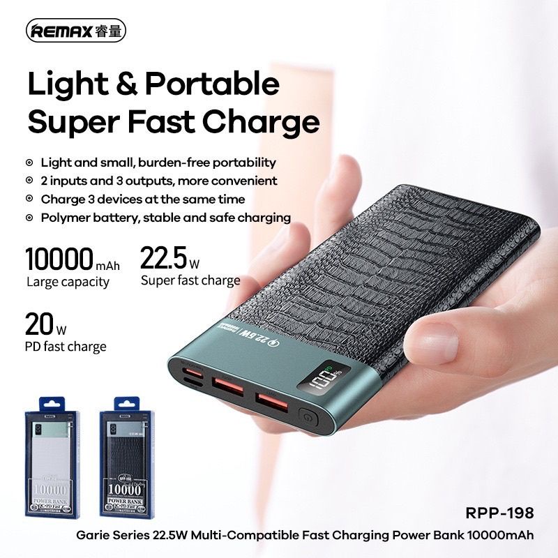 REMAX RPP198 10000mAh 22.5W PD+QC Multi-Compatible (Original) | Shopee ...