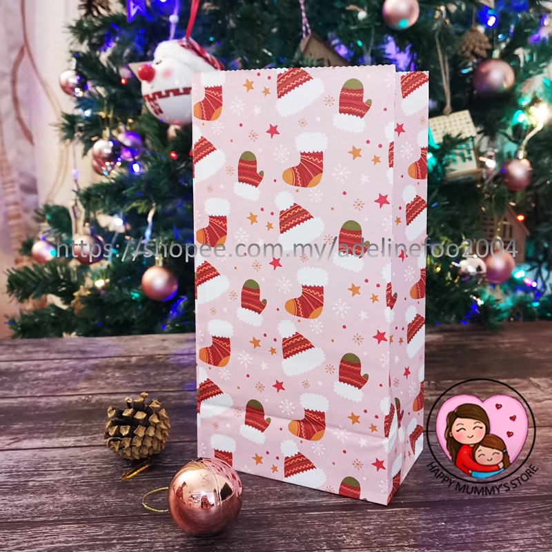 MALAYSIA STOCK] Christmas Paper Bags Gift Bags Snacks Candy