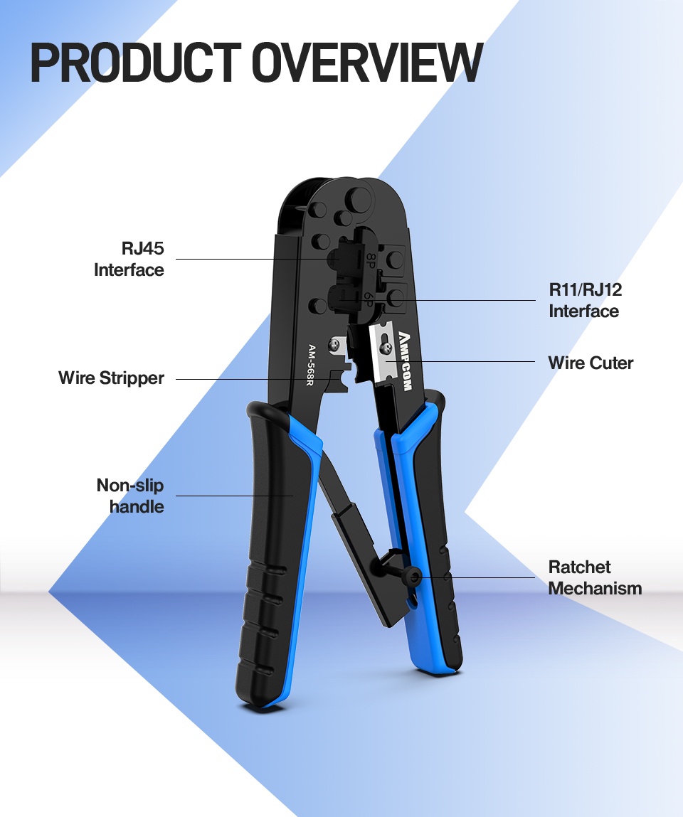 Ampcom crimper tool for 6p 8p rj 11 rj 12 rj 45 shopee malaysia