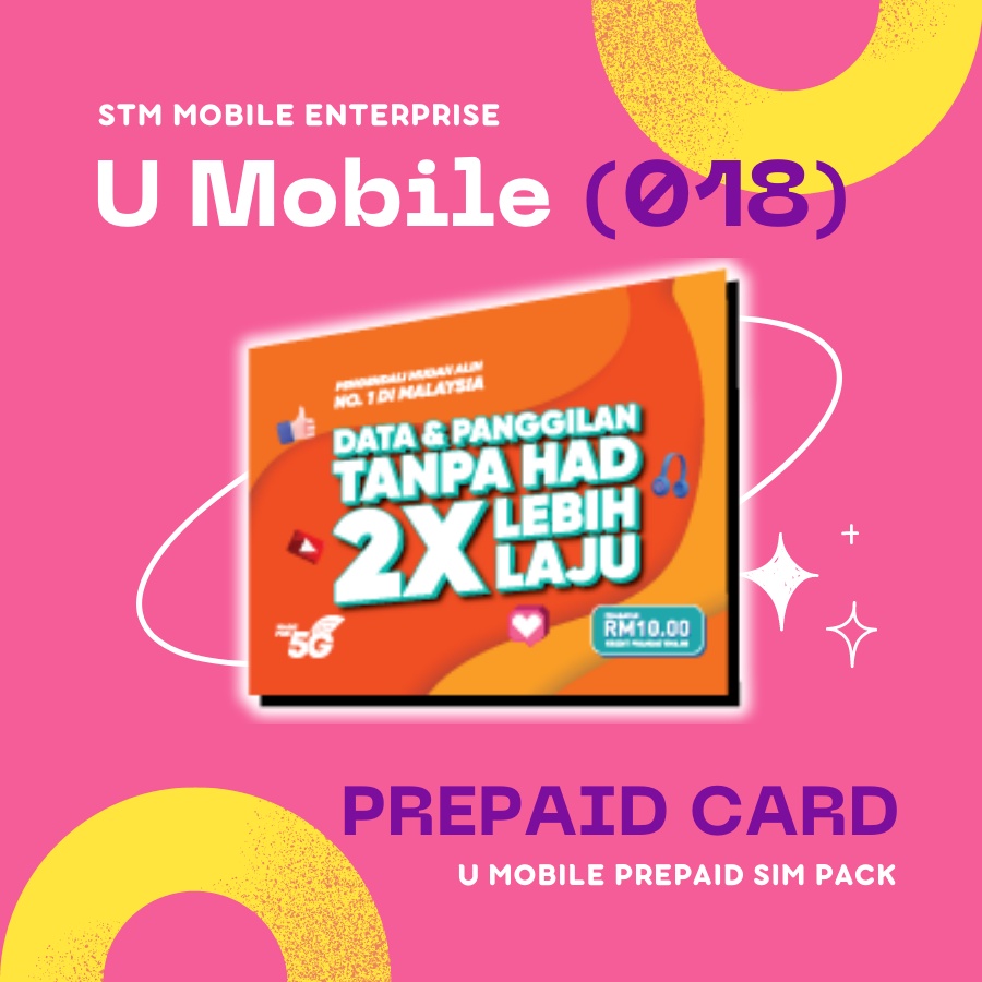 (018) U Mobile Sim Card Prepaid NO CONTRACT NOMBOR CANTIK! UNLIMITED