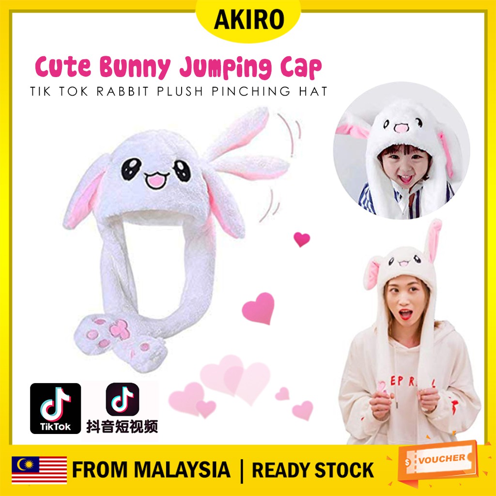 AKIRO Tik Tok Plush Hat Funny Rabbit Ears Moving Magnet Jumping Cap ...