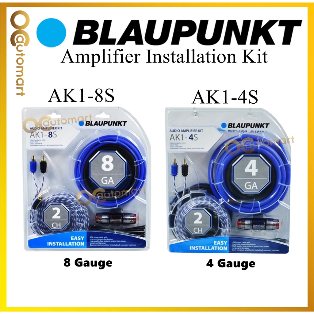 Blaupunkt 2 Channel Car Audio Amplifier Wire Kit 8GA Or 4GA