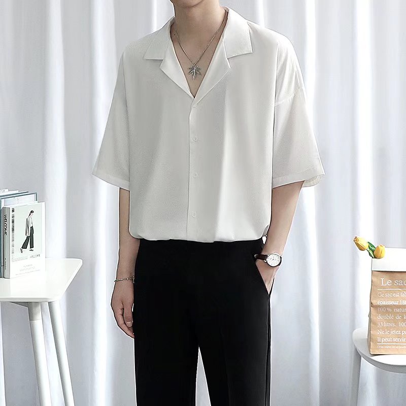 Korean Shirt for Men Summer Loose Breathable and Comfortable Short Top ...