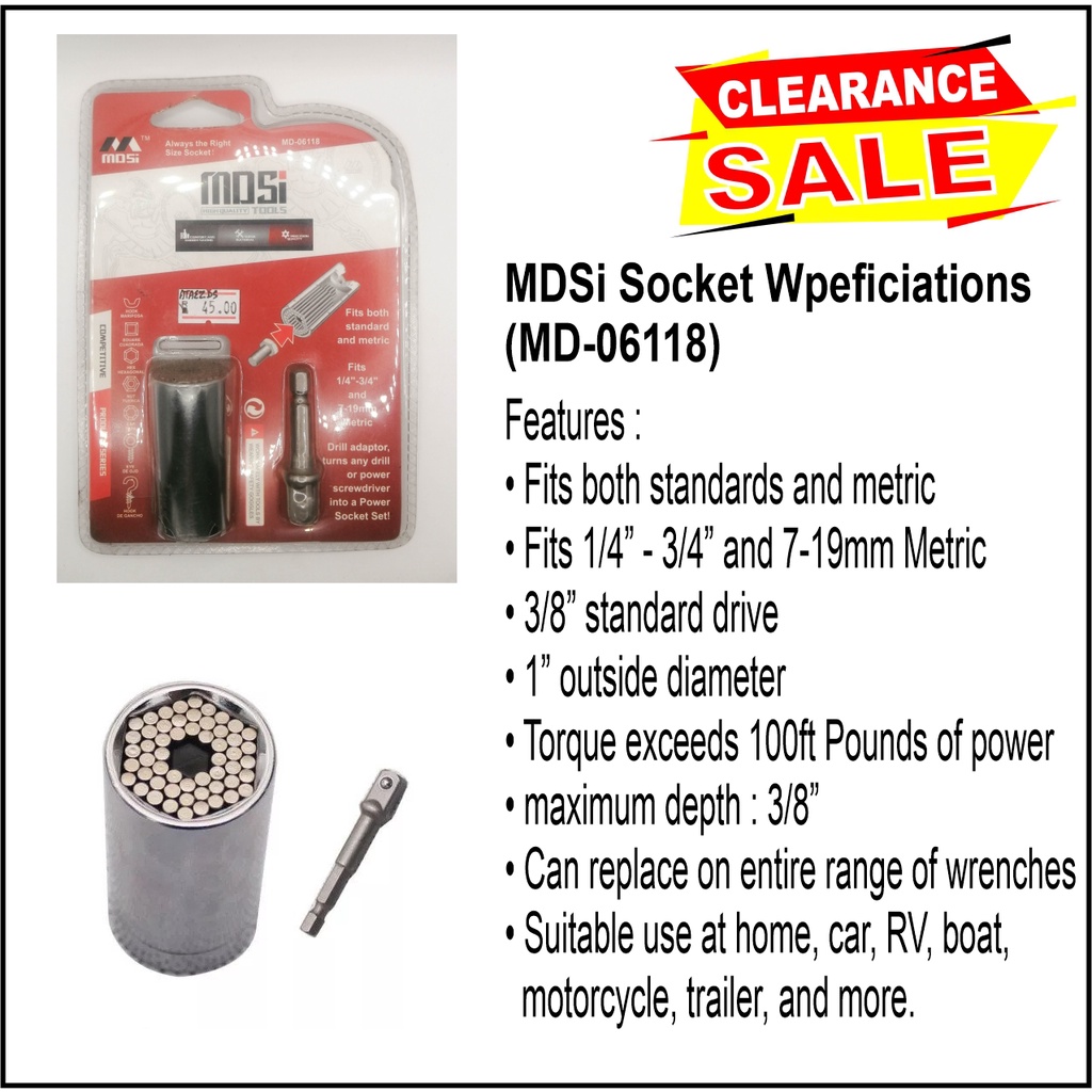 MDSi Socket Wpeficiations (MD-06118) | Shopee Malaysia