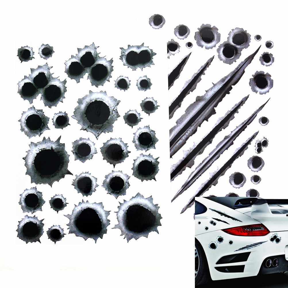 Halloween 1pcs Car Stickers 3d Bullet Hole Funny Decal Car Covers Motorcycle Claw Sticker 8088