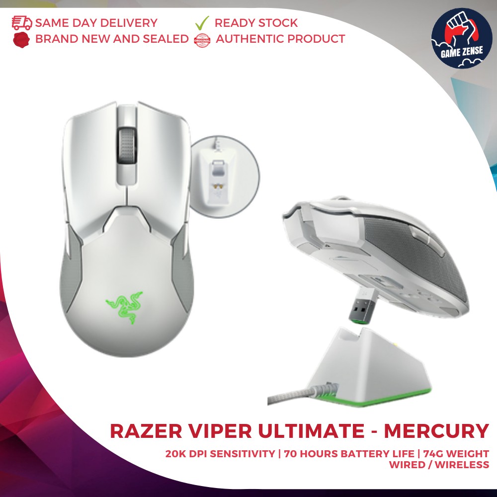 Gaming Mice] Razer Viper Ultimate - Mercury White Wireless *Original 2 Year  Warranty* | Shopee Malaysia