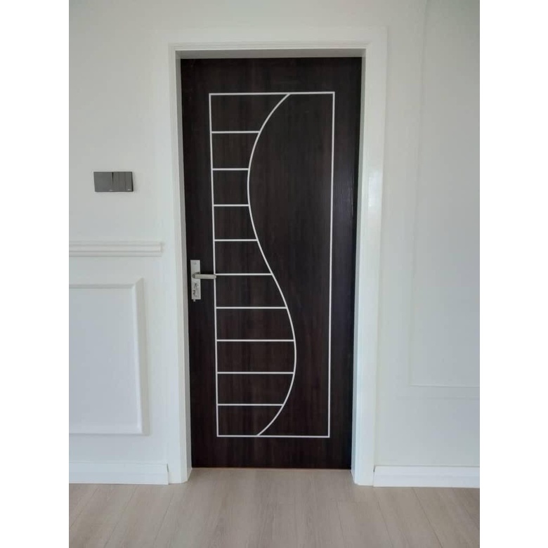 Pintu Kayu Rumah Design S MODEN (Termasuk Siap Cat) Semi-Solid