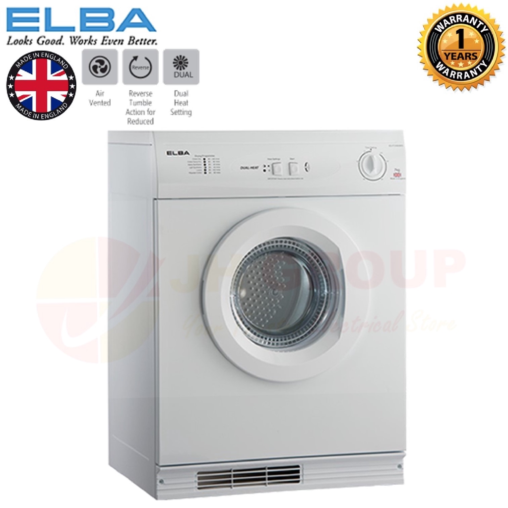 Elba Air Vented Tumble Dryer Clothes Dryer (7 Kg) EdF7209(Wh) Shopee