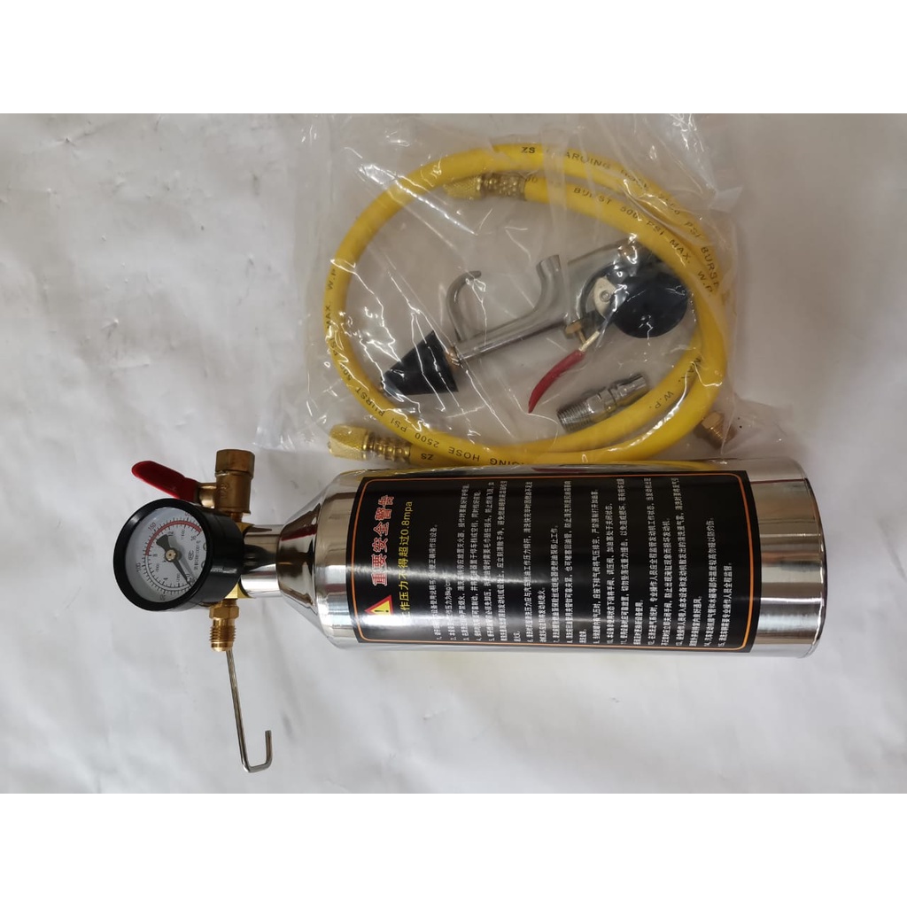 A/C Air Conditioner System Flush Canister Gun With Gauge Set Shopee
