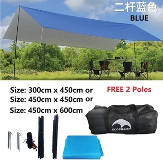 5x3m 4x3m Tarp With Support Pole Rope Peg Waterproof Awning Tent