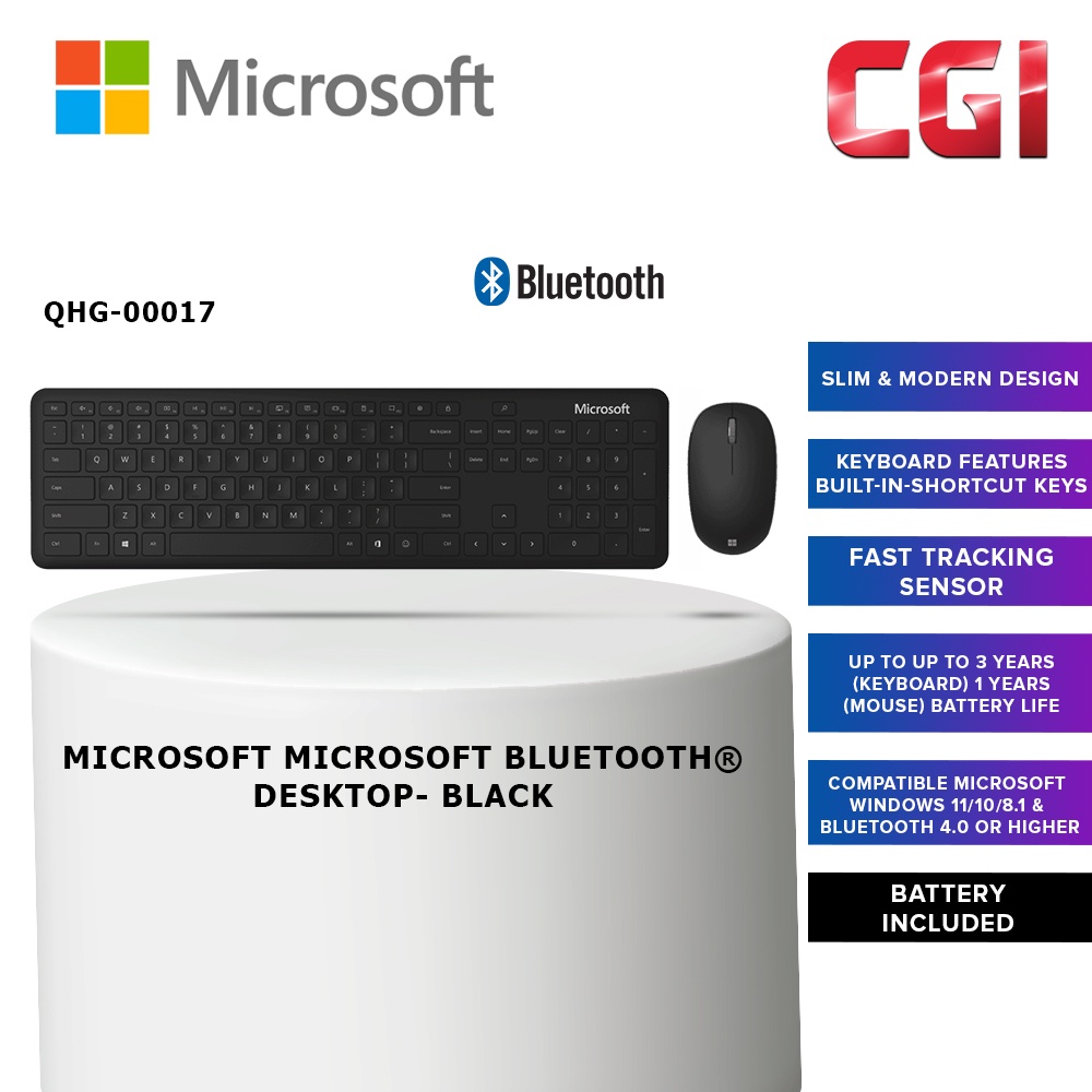 Microsoft Bluetooth Desktop Keyboard Mouse Combo (QHG00017) Shopee