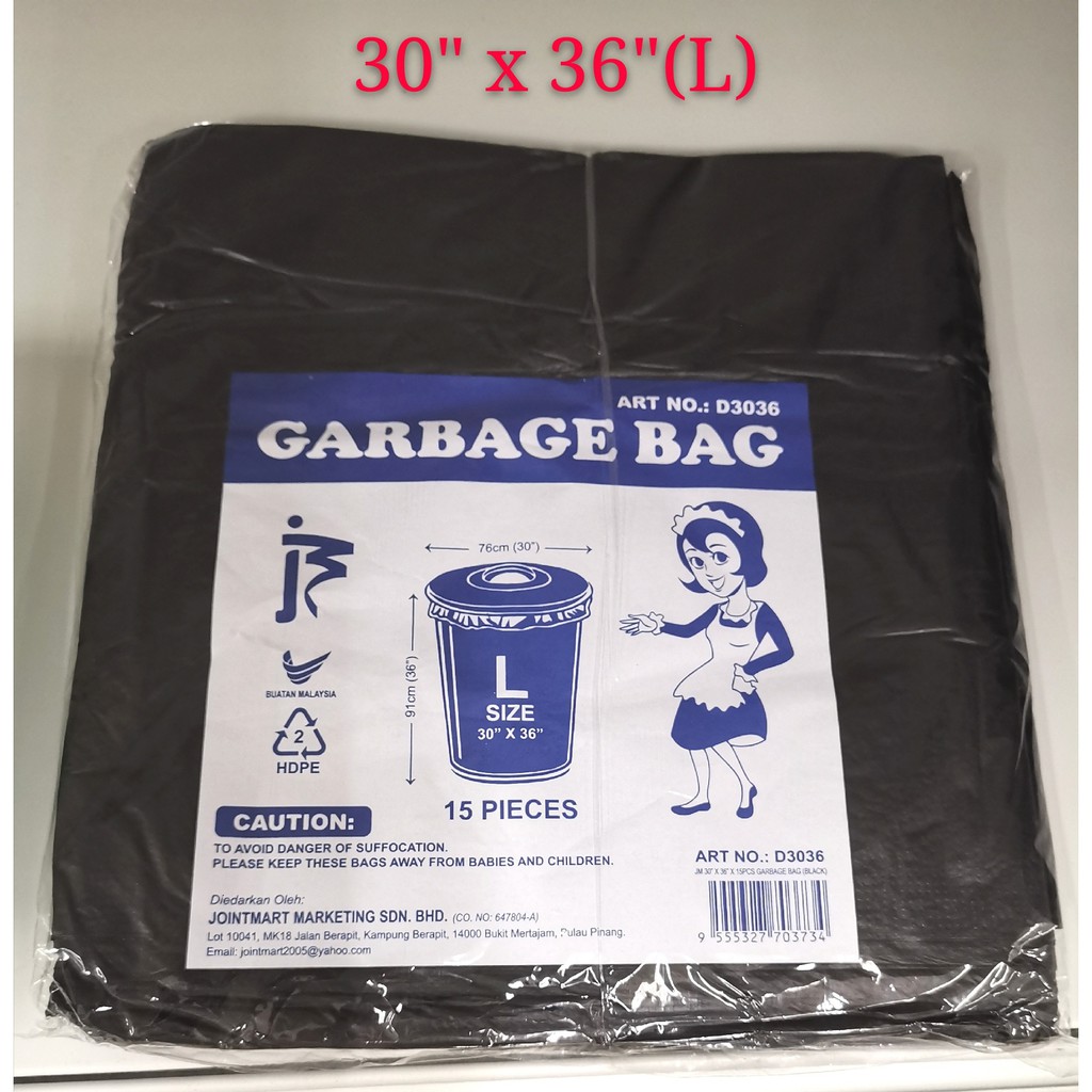 30" X 36" (L) Size Garbage Bag (Black) Shopee Malaysia