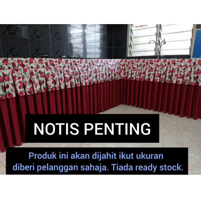 Skirting table dapur siap pelekat velcro (PRE ORDER