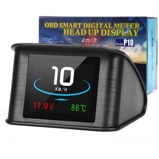 Car OBD HUD Display Ancel P10 OBD2 Head-up OBD2 Digital Auto Voltage Meter  Fuel Consumption Scan Clean DTCs Brake Test