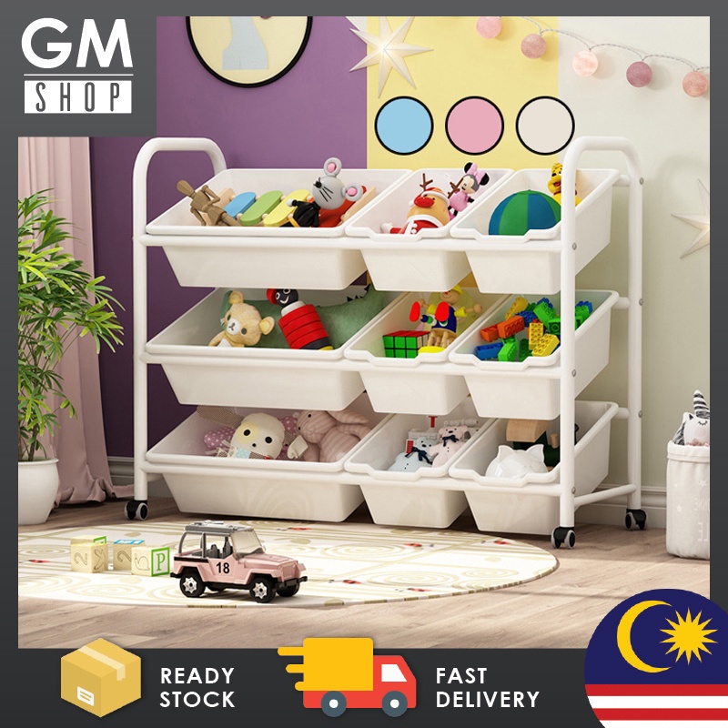 GMSHOP 9 Basket Children Toy Storage Rack Kindergarten Toys Shelf ...